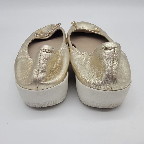 Fit Flops Sz 9 Ballet Slip Ons Comfort Shoes Gold - Picture 3 of 9